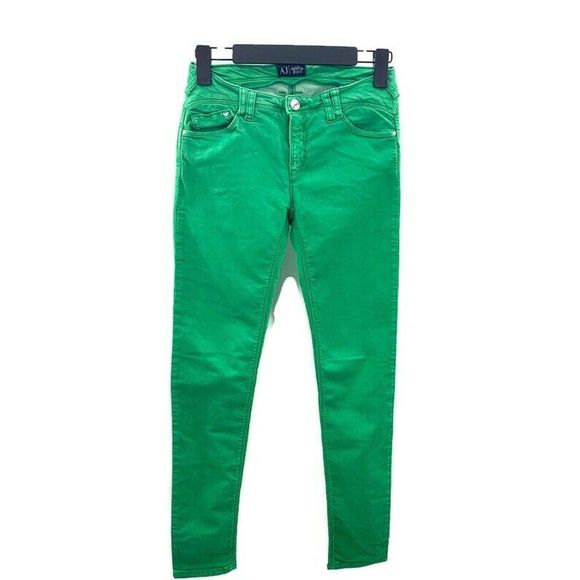 women's green skinny jeans